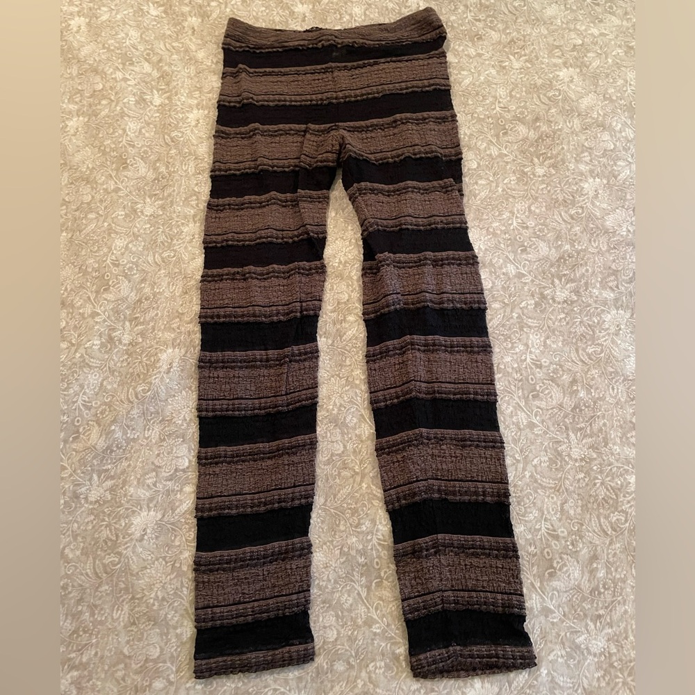 Free People Brown & Black Striped Knit Wide-Leg Leggings